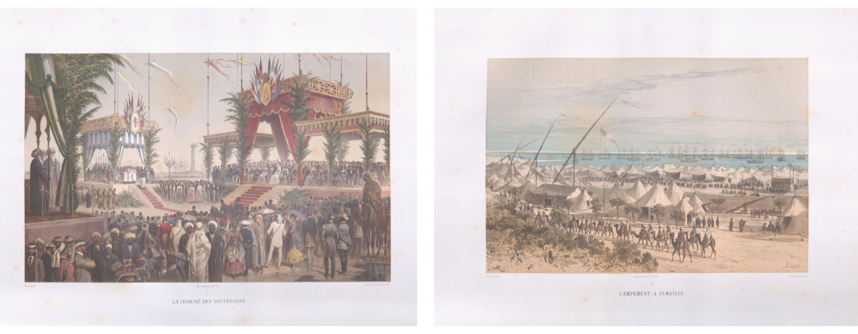 Two images from Baker Library's Special Collections depicting the Suez Canal